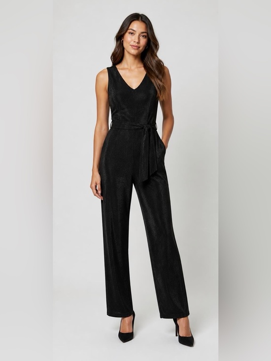 Calvin Klein Pants - NWT Calvin Klein Shimmering Black Formal  V-Neck Sleeveless Jumpsuit - (Size 4)